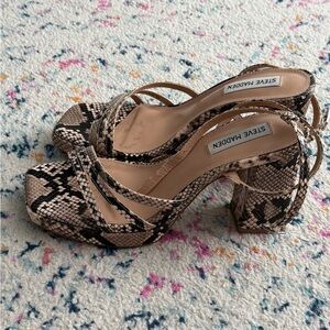 Steve Madden Beige and Black Snake Pattern Heels